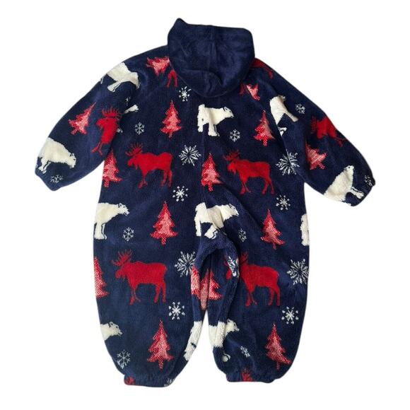 Vtg Quality Goods Canada Blue Moose Polar Bear Plush Fleece Bunting Snowsuit 24M - Picture 6 of 9